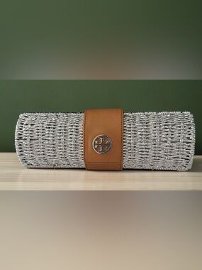 Tory Burch Silver Woven Clutch